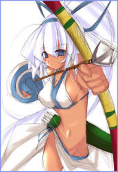 Rule 34 | 1girl, bow (weapon), majikina mina, samurai spirits, snk, solo, weapon, white hair
