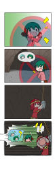 Rule 34 | !, !!, &gt; &lt;, . ., 0 0, 2girls, 4koma, :p, ^^^, absurdres, animal ears, arms up, blue hair, cave, chibi, comic, covering own ears, energy barrier, fish, fourth wall, green hair, hat, highres, kasodani kyouko, kawashiro mitori, kisume, lock, long sleeves, motion lines, multiple girls, original, pink shirt, pink skirt, puffy short sleeves, puffy sleeves, rakugaki-biyori, red hair, red headwear, red shirt, shirt, short hair, short sleeves, shouting, silent comic, skirt, solid oval eyes, spoken character, sweat, tail, tatara kogasa, tears, tongue, tongue out, touhou, twintails, white skirt