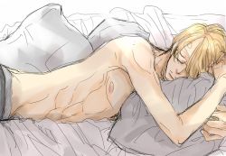 Rule 34 | 1boy, aya (6335), blonde hair, glasses, male focus, one piece, pixiv sample, sanji (one piece), topless male, sleeping, solo