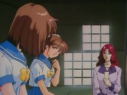 Rule 34 | animated, anime screenshot, grabbing another&#039;s breast, breasts, brown hair, female masturbation, fingering, grabbing, long hair, lowres, masturbation, multiple girls, nipples, pussy juice, red hair, school uniform, short hair, sound, tagme, twin angels, undressing, video