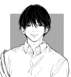 Rule 34 | 1girl, ajo cnsw, black hair, chainsaw man, collared shirt, ear piercing, greyscale, looking at viewer, mole, mole under mouth, monochrome, multiple piercings, parted lips, piercing, shirt, short hair, simple background, smile, solo, white background, yoshida hirofumi