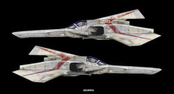 Rule 34 | asterozoa, battlestar galactica, black background, commentary, copyright name, english commentary, from side, highres, logo, multiple views, no humans, redesign, science fiction, spacecraft, starfighter, vehicle focus, viper (spacecraft)