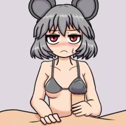 Rule 34 | 1boy, 1girl, animal ears, animated, bikini, breasts, cum, cum in clothes, grey hair, handjob, hetero, kigan&#039;eiji, mouse ears, mouse girl, nazrin, penis to breast, penis under another&#039;s clothes, pov, red eyes, rubbing, short hair, small breasts, solo focus, sound, swimsuit, tagme, touhou, video