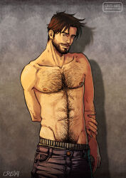 Rule 34 | 1boy, abs, aged up, alternate facial hair, arm behind back, arm hair, bad deviantart id, bad id, bara, beard, black hair, chest hair, cowboy shot, cris art, denim, facial hair, green male underwear, hairy, jeans, looking at viewer, male focus, male underwear, male underwear peek, marvel, mature male, mustache, navel, navel hair, nipples, pants, pectorals, redrawn, short hair, sideburns, smile, solo, stomach, thick eyebrows, toned, toned male, topless male, underwear, wiccan