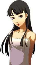Rule 34 | 1girl, amagi yukiko, atlus, black hair, lowres, naked towel, persona, persona 4, soejima shigenori, solo, towel, transparent background