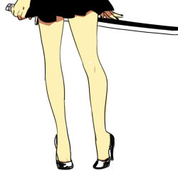 Rule 34 | 1girl, bare legs, female focus, high heels, katana, kinako (marubotan), simple background, siren (series), siren 2, solo, sword, weapon, white background, yagura ichiko