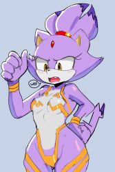Rule 34 | 1girl, animal ears, blaze the cat, blush, breasts, cat, cat ears, cat girl, cat tail, colored skin, curvy, davenextdoor (justdavefnd), fang, forehead jewel, furry, furry female, hair ornament, highres, hip bones, nude, purple hair, sega, shiny skin, skindentation, small breasts, sonic (series), tail, thighs, wide hips, yellow eyes