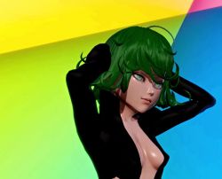 Rule 34 | 1girl, 3d, animated, arms behind head, arms up, ass, ass shake, bouncing breasts, breasts, brocobich, curly hair, dancing, dress, green eyes, green hair, hands up, huge ass, nose, one-punch man, shiny skin, smile, sound, tatsumaki, teeth, thick thighs, thighs, video