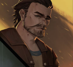 Rule 34 | 1boy, arcane: league of legends, beard, blood, blood on face, brown shirt, closed mouth, facial hair, hair slicked back, highres, jacket, jangsunyo, league of legends, looking at viewer, male focus, open clothes, open jacket, portrait, red jacket, shirt, solo, vander (arcane)