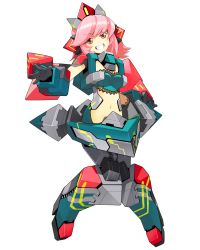 Rule 34 | 1girl, armor, cosmic break, full body, grin, highres, knees together feet apart, lace, mecha musume, navel, official art, pink eyes, pink hair, short hair, smile, solo, transparent background, wakaba sprout, winberrl