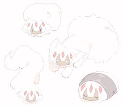 Rule 34 | 1girl, body fur, closed eyes, dark-skinned female, dark skin, extra arms, faputa, fewer digits, lying, made in abyss, monster girl, multiple tails, multiple views, on side, simple background, tail, tatososu, white background, white fur