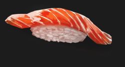 Rule 34 | black background, fish (food), food, food focus, nagishiro mito, nigirizushi, no humans, original, rice, salmon, simple background, sushi