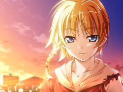 1girl blonde_hair blue_eyes chris_northfield female_focus game_cg princess_waltz smile solo takeya_masami