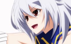 Rule 34 | 10s, 1girl, anime coloring, close-up, eleonora viltaria, from side, highres, madan no ou to vanadis, makiri akira, open mouth, red eyes, silver hair, solo