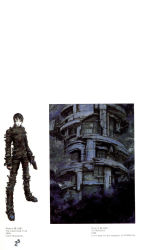 Rule 34 | 1boy, black bodysuit, black hair, blame!, blame and so on, bodysuit, building, full body, highres, killy, looking at viewer, male focus, megastructure, nihei tsutomu, ruins, grey eyes, solo, standing, uniform