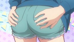 Rule 34 | 1girl, animated, animated gif, ass, ass focus, new game!, shinoda hajime, short shorts, shorts