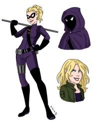 Rule 34 | 1girl, batman (series), blonde hair, bodysuit, cape, character sheet, dc comics, female focus, hood, smile, solo, spoiler (dc), stephanie brown, transparent background, young justice: invasion