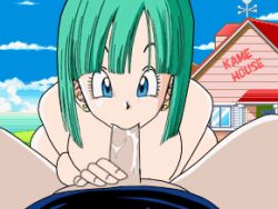 Rule 34 | 1boy, 1girl, animated, animated gif, artist request, blue eyes, bulma, dragon ball, dragonball z, fellatio, hetero, looking at viewer, lowres, oral, penis, pov, uncensored