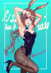 Rule 34 | 1girl, absurdres, amiya (arknights), animal ears, arknights, armpits, ascot, bad id, bad pixiv id, breasts, brown hair, brown pantyhose, fake animal ears, franz (217franz), frilled ascot, frills, hair between eyes, high heels, highres, huge filesize, jewelry, leotard, multiple rings, neck ring, pantyhose, patent heels, playboy bunny, pumps, rabbit ears, rabbit girl, ring, shoes, strapless, thumb ring, wrist cuffs