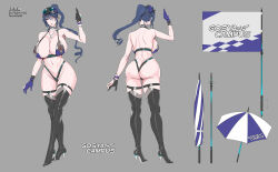 Rule 34 | 1girl, alternate costume, ass, bikini, blush, breasts, character sheet, completely nude, concept art, curvy, fei (maidoll), female focus, fingerless gloves, full body, gloves, high ponytail, highleg, highleg bikini, highres, huge ass, huge breasts, lilith-soft, lips, long hair, looking at viewer, multiple views, nail polish, nipples, nude, official alternate costume, official art, ponytail, race queen, revealing clothes, shiny skin, simple background, swimsuit, taimanin (series), taimanin rpgx, thick thighs, thighs, thong, thong bikini, uehara rin, umbrella, very long hair, wide hips