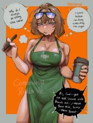Rule 34 | 1girl, absurdres, apron, commission, english text, girls&#039; frontline, grizzly mkv (girls&#039; frontline), highres, naked apron, sadak0, solo, twitter, twitter username