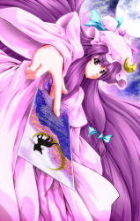 Rule 34 | 1girl, bad id, bad pixiv id, bishoujo senshi sailor moon, card, cat, crescent, crescent moon, duplicate, female focus, hat, highres, holding, holding card, itsuku, long hair, moon, patchouli knowledge, purple eyes, purple hair, ribbon, solo, touhou