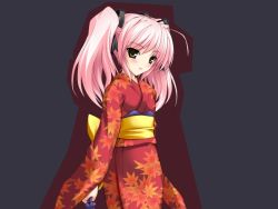 Rule 34 | 00s, 1girl, blush, choukou sennin haruka, game cg, japanese clothes, kimono, onigirikun, pink hair, shihoudou narika, simple background, solo, twintails