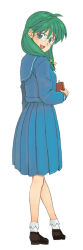 Rule 34 | 1girl, back, blue sailor collar, blue skirt, glasses, green hair, hatimoto, kisaragi mio, long hair, sailor collar, school uniform, serafuku, skirt, solo, tokimeki memorial, tokimeki memorial 1