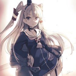 Rule 34 | 10s, 1girl, :&lt;, amatsukaze (kancolle), artist name, bad id, bad twitter id, choker, collarbone, contrapposto, cowboy shot, dress, dutch angle, garter straps, gloves, gradient background, hair ornament, hair tubes, hand on own hip, hand on thigh, headgear, highres, kantai collection, lifebuoy, limited palette, long hair, long sleeves, looking at viewer, monochrome, pemu, pomon illust, sailor collar, sailor dress, sepia, single glove, solo, standing, swim ring, torpedo, two side up, white background