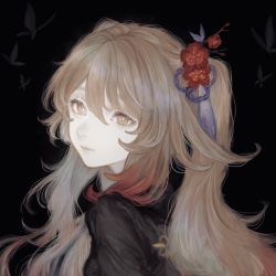 Rule 34 | + +, 1girl, black background, brown eyes, brown hair, bug, butterfly, flower, genshin impact, gradient hair, hair flower, hair ornament, highres, hu tao (genshin impact), insect, long hair, looking at viewer, multicolored hair, pale skin, shirone (coxo ii), solo, upper body
