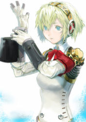 Rule 34 | 1girl, aegis (persona), android, armband, atlus, blonde hair, blue eyes, bow, fuyuno haruaki, joints, persona, persona 3, ribbon, robot joints, solo