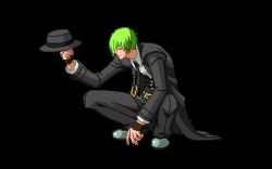 Rule 34 | animated, animated gif, arc system works, blazblue, formal, green hair, hat, hazama, lowres, official art, suit