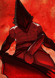 Rule 34 | 1boy, abs, bara, dirty, erection, great knife, highres, male focus, mask, muscular, nipples, nude, pectorals, penis, pyramid head, scar, silent hill, solo, sword, testicles, weapon