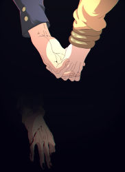 Rule 34 | before and after, black nails, blood, blood on hands, bracelet, close-up, darkness, dio brando, hand focus, holding hands, jewelry, jojo no kimyou na bouken, kuujou joutarou, less end, nail polish, pixel art, shadow, stardust crusaders