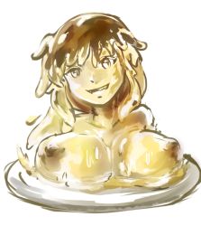 Rule 34 | 1girl, breasts, food, food girl, personification, pudding