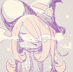 Rule 34 | breath, closed eyes, hat, little witch academia, lowres, pastel colors, portrait, scarf, smile, snowing, sucy manbavaran, tama (tm suac), upper body, witch hat