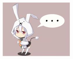 Rule 34 | ..., 1girl, animal ears, binsen, carrot, character request, hood, hoodie, original, rabbit ears, red eyes, shadow, simple background, skirt, solo, source request, speech bubble, thighhighs, white hair, zettai ryouiki