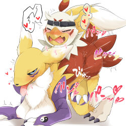Rule 34 | absurdres, ahegao, ajiwo, blush, breasts, digimon, digimon (creature), digimon adventure 02, digimon tamers, doggystyle, hawkmon, highres, large breasts, renamon, sex, sex from behind, size difference, tongue, tongue out