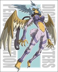 Rule 34 | armor, blue hair, digimon, digimon (creature), lowres, mask, orimoto izumi, short hair, shutumon, wings