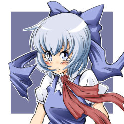 Rule 34 | 1girl, bad id, bad pixiv id, blue eyes, blue hair, bow, cirno, face, female focus, hair bow, matching hair/eyes, non (z-art), short hair, solo, tears, embodiment of scarlet devil, touhou