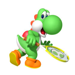 Rule 34 | 1boy, 3d, absurdres, full body, highres, male focus, mario (series), mario tennis, mario tennis open, nintendo, official art, simple background, solo, super mario bros. 1, white background, yoshi