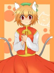 Rule 34 | 1girl, animal ears, bad id, bad pixiv id, cat ears, cat girl, cat tail, chen, earrings, female focus, highres, jewelry, kachoo, multiple tails, paw print, single earring, smile, solo, tail, touhou
