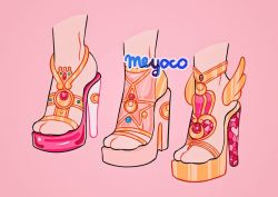 artist_name bishoujo_senshi_sailor_moon bishoujo_senshi_sailor_moon_r bishoujo_senshi_sailor_moon_s bishoujo_senshi_sailor_moon_supers feet gem heart high_heels meyoco original pink_background shoes simple_background