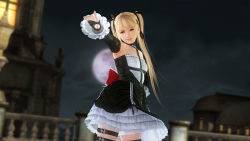 Rule 34 | 1girl, 3d, blonde hair, dead or alive, dead or alive 5, dress, full moon, marie rose, moon, night, official art, tecmo