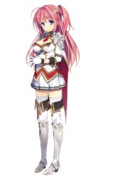 Rule 34 | 1girl, ahoge, armor, armored dress, blue eyes, boots, breasts, cape, cleavage, fujikura miyabi, full body, gloves, greaves, juukishi cutie bullet, long hair, necktie, one side up, own hands together, pauldrons, pink hair, red hair, school uniform, shoulder armor, smile, solo, steepled fingers, thigh boots, thighhighs, transparent background, yuuki hagure, zettai ryouiki