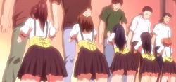 Rule 34 | 5boys, 5girls, animated, animated gif, third-party edit, fellatio, group sex, hand on head, indoors, long hair, love selection, multiple boys, multiple girls, oral, short hair, skirt, stitched, third-party edit, waitress