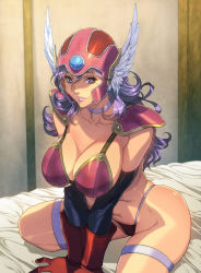 Rule 34 | 1girl, breasts, dragon quest, dragon quest iii, helmet, highres, homare (fool&#039;s art), large breasts, looking at viewer, purple hair, soldier (dq3)