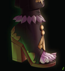 Rule 34 | 1girl, absurdres, ankle boots, artist logo, black background, boots, collei (genshin impact), feet, feet only, foot focus, genshin impact, green footwear, high heel boots, high heels, highres, mohoshadream, shadow, solo, standing, toeless legwear, toes