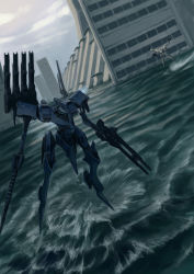 Rule 34 | armored core, armored core: for answer, assault rifle, building, energy gun, floating, flying, from software, gun, laser rifle, line ark, mecha, rifle, robot, rocket launcher, stasis, water, weapon, white glint