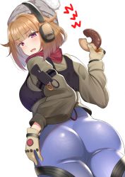 Rule 34 | 1girl, ass, commission, cosplay, doughnut, food, girls&#039; frontline, grizzly mkv (girls&#039; frontline), skeb commission, solo, suzutarou gunsou, vhs (girls&#039; frontline), white background